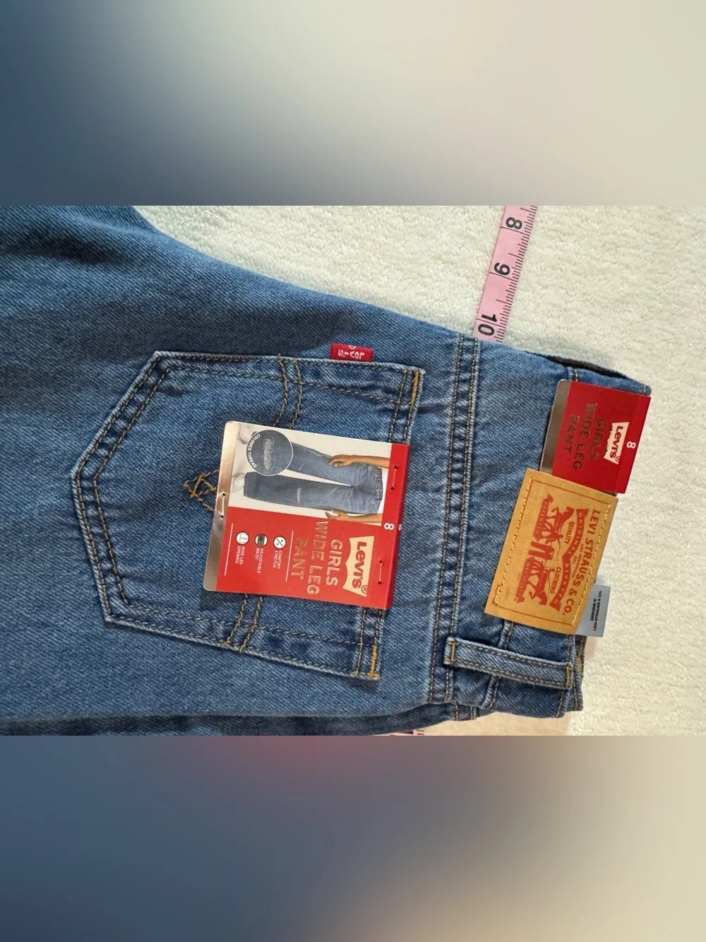 Levi’s Kids 511 Straight Leg Jeans Size 8 Medium Wash Boho Baggy Patch Denim NWT